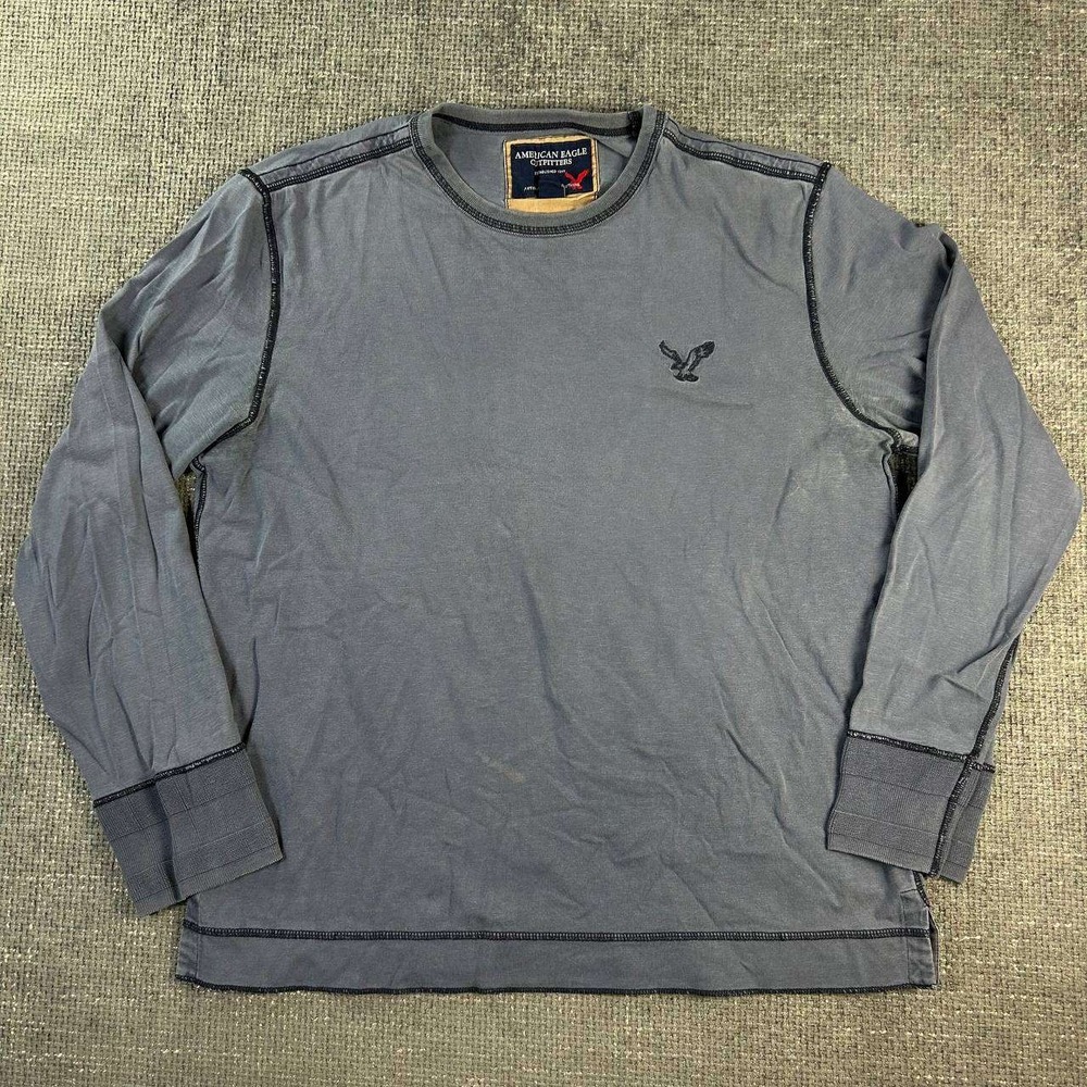 American Eagle Long Sleeve Tee Mens Large Blue Contrast Stitch Y2K Gorpcore